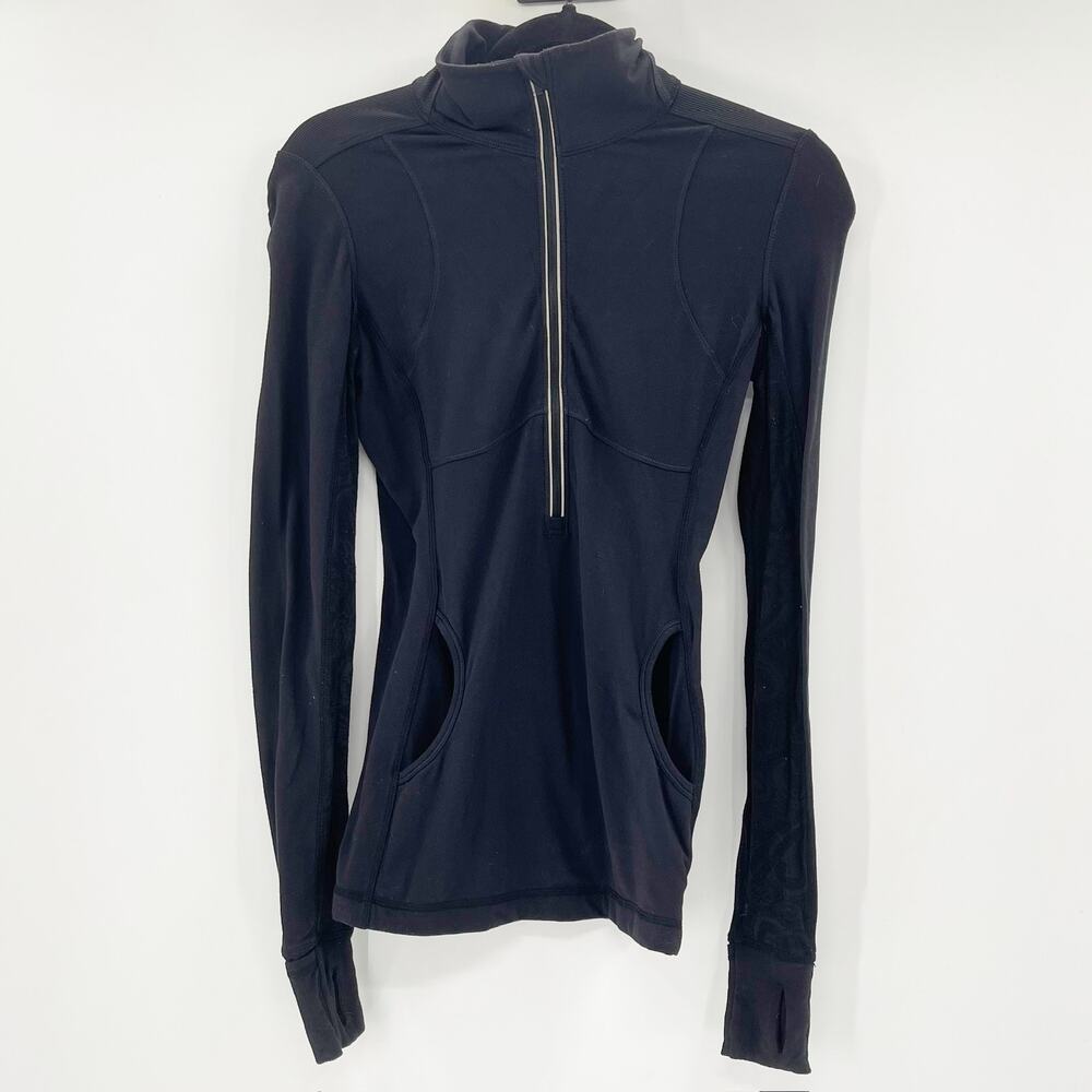 Lululemon Women's Black Half Zip Long Sleeve Workout Athletic Jacket Size 4‎